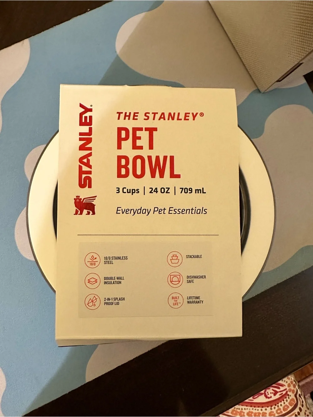 Stanley 24 oz Stainless Steel Pet Bowl Frost Polka Dot